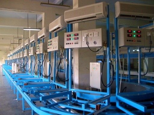 विंडो एसी इलेक्ट्रॉनिक स्वचालित असेंबली लाइन मंजिल प्रकार एसी प्रदर्शन परीक्षण प्रणाली